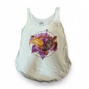 Surfer Girl Coastal Chic Guy Harvey Blue Tank Top with Turtle Design